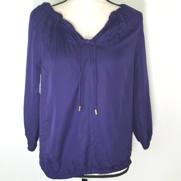 *NWT* THE LIMITED Purple Pleated 3/4 Sleeve Top, size Small - Picture 1 of 6